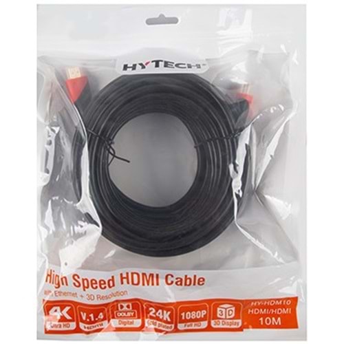 Hytech HY-HDM10 HDMI 10MT Altın Uçlu 24K 1.4 Ver. 3D Kablosu
