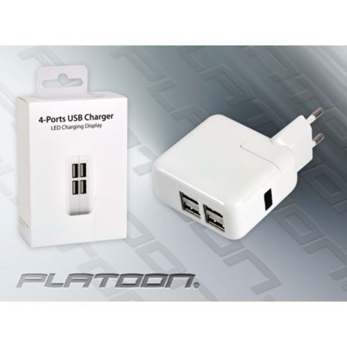 PLATOON PL-9078 5V-2.1A PRİZ 4 USB ŞARJ ADAPTÖR