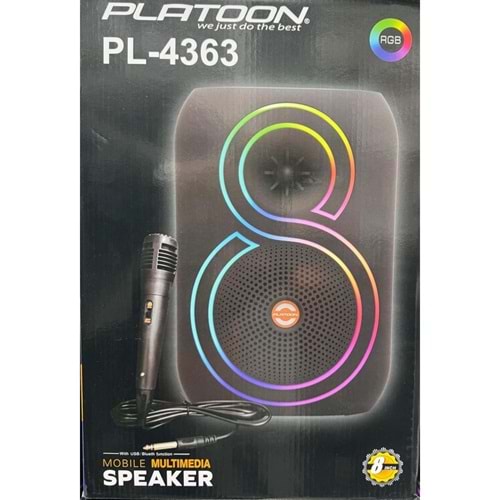 PLATOON PL-4363 BT/SD/USB GİRİŞLİ RGB IŞIKLI MİKROFONLU 8