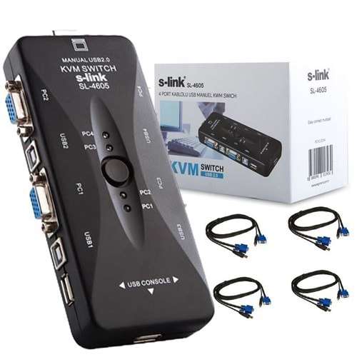 S-Link SL-4605 4 Port Kablolu Usb Manuel KWM Switch
