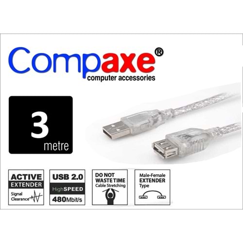 COMPAXE CUK-3 3M ŞEFFAF FİLT. USB UZATMA KABLO