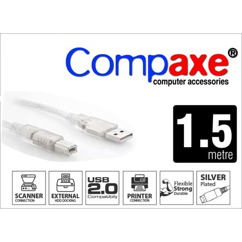 COMPAXE CPK-150 USB 1.5M ŞEFFAF FİLT.PRİNTER KABLO