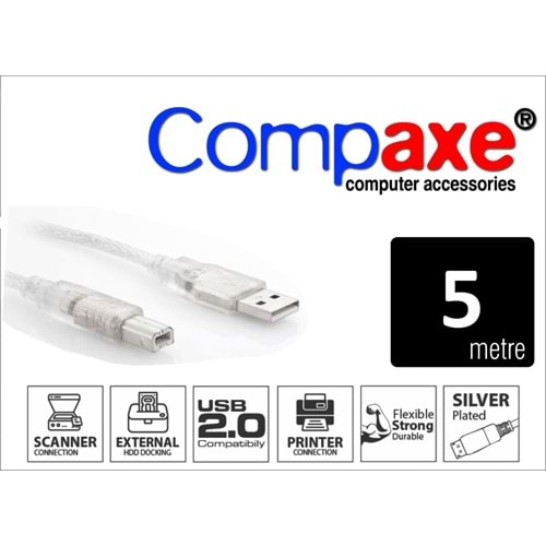 COMPAXE CPK-5 USB 5M ŞEFFAF FİLT.PRİNTER KABLO