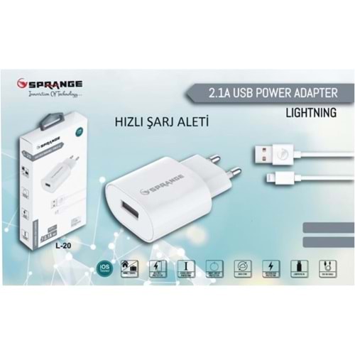 SPRANGE L-10 5W 1A IPHONE USB ŞARJ SETİ