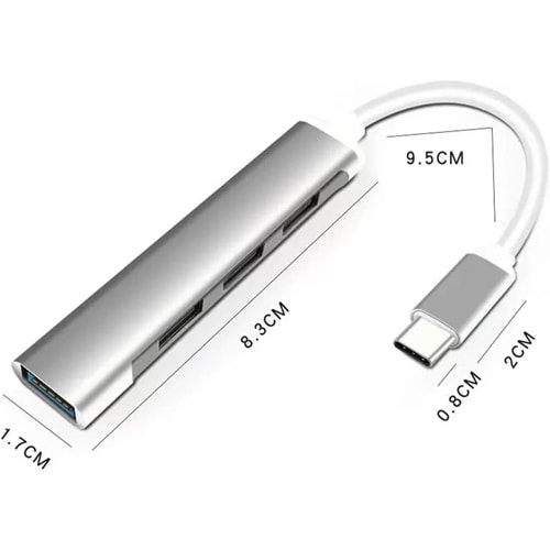 GABBLE GAB-TCUM20 SLİM 4 PORT TYPE-C USB 2.0 ÇOKLAYICI