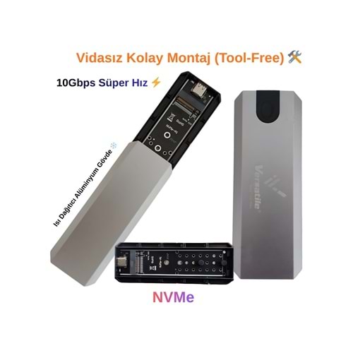 VERSATİLE M.2 SSD KUTU NVME-NGFF/USB 3.1-3.2