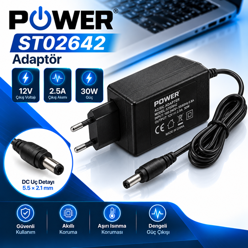 Power Adaptör 12V 2.5A (5.5*2.5)