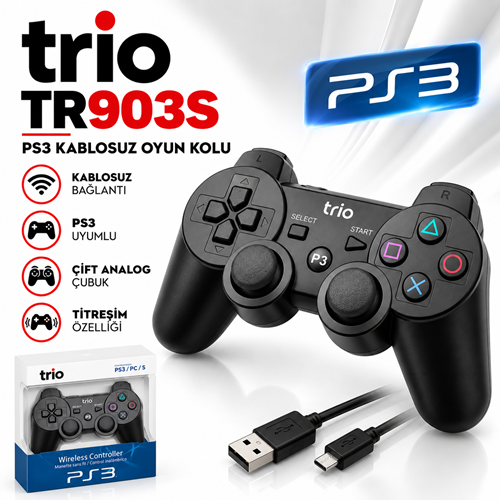 TRİO TR903S SİYAH PS3 KABLOSUZ OYUN KOLU