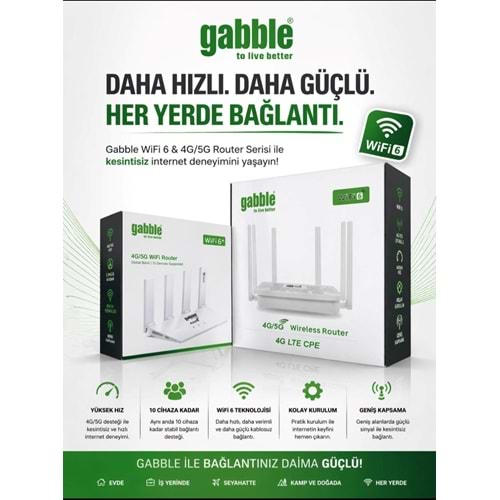 GABBLE GB8404 4G/5G 4 PORT 300Mbps SIM WIRELESS ROUTER