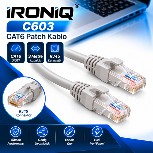 İRONİQ C603 Cat-6 3 Mt. Patch Kablo