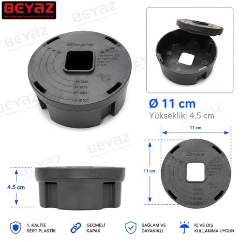 BUAT YUVARLAK KİLİTLİ KAPAKLI SİYAH 11*11