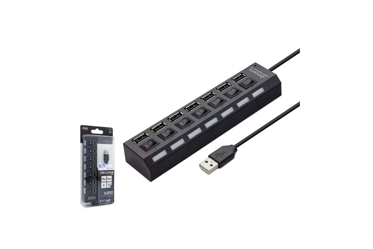 GABBLE UAP307 7 PORT 2.0 ANAHTARLI USB HUB