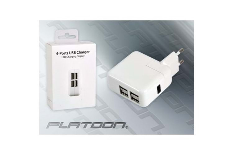 PLATOON PL-9078 5V-2.1A PRİZ 4 USB ŞARJ ADAPTÖR