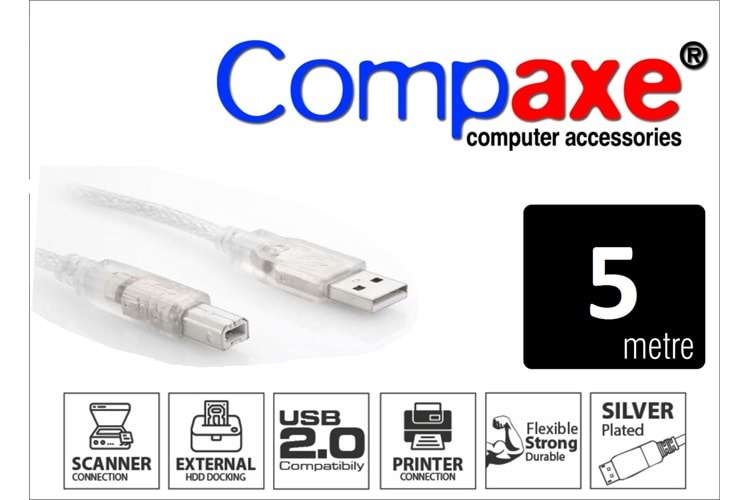 COMPAXE CPK-5 USB 5M ŞEFFAF FİLT.PRİNTER KABLO