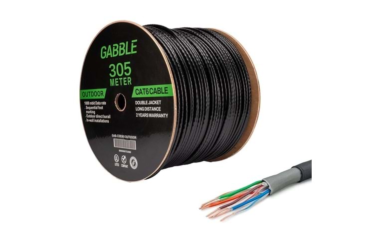 GABBLE GAB-CDS305 CAT6 305MT DIŞ ORTAM KABLO OD 0.50MM