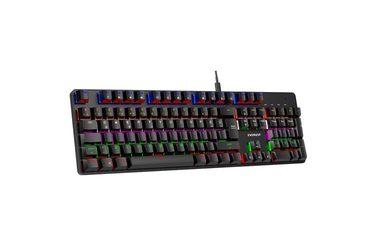 Everest KB-MK1 Lumos Siyah USB Rainbow Aydınlatmalı Blue Switch Full Anti-Ghosting Mekanik Gaming Oyuncu Klavye