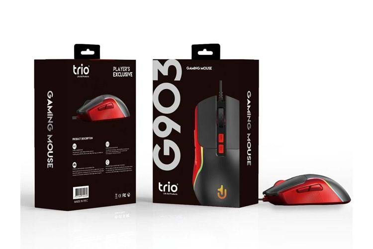 TRİO G903 3200dpi RGB LEDLİ GAMING OYUNCU MOUSE