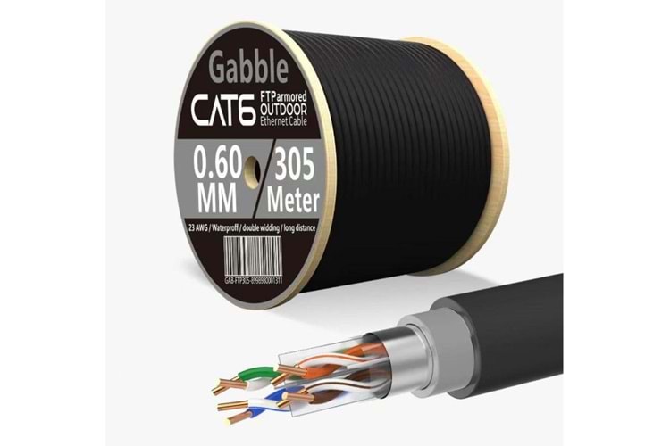 GABBLE FTP 23AWG 305M DIŞ ORTAM CAT6 SİYAH