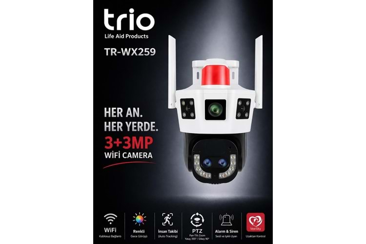 TRIO TR-WX259 PTZ WIFI S37 DUAL 2 LENS 802.11b/g/n 2.4GHz