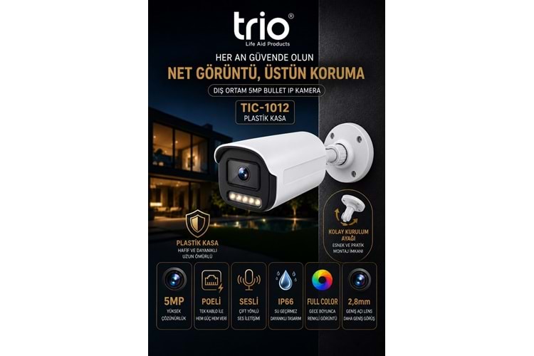 TRİO TİC-1012 5MP H265+ IPC BULLET KAMERA WITH POE&AUDIO