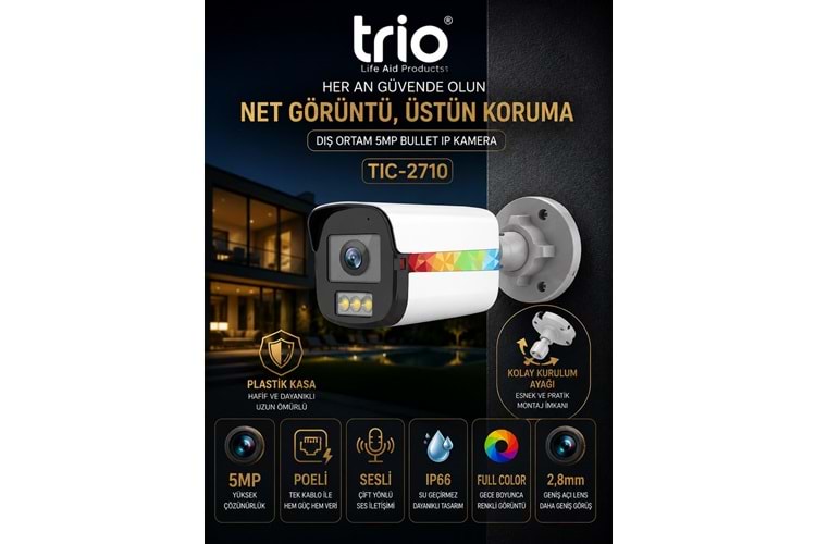 TRİO TİC-2710 5MP H265+ IPC BULLET KAMERA WITH POE&AUDIO