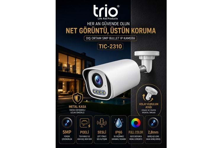 TRİO TİC-2310 5MP H265+ IPC METAL BULLET KAMERA WITH POE&AUDIO