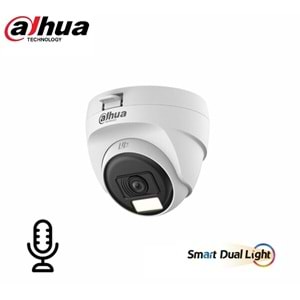 Dahua HAC-T1A51P-U-IL-A-0280B, 5Mpix, 2.8mm Lens, 25 Mt Gece Görüşü, Smart Dual Light, Dahili Mikrofon, Dome Kamera