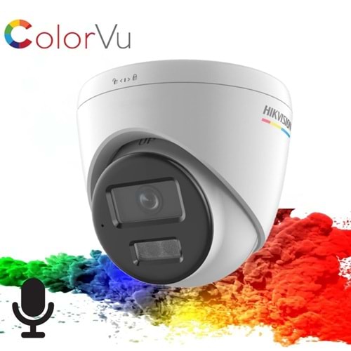 Hikvision DS-2CD1343G2-LIUF 4Mpix, 2,8mm Lens, H265+, 30Mt Gece Görüşü, Hybrid Light, PoE, Mikrofonlu Dome IP Kamera