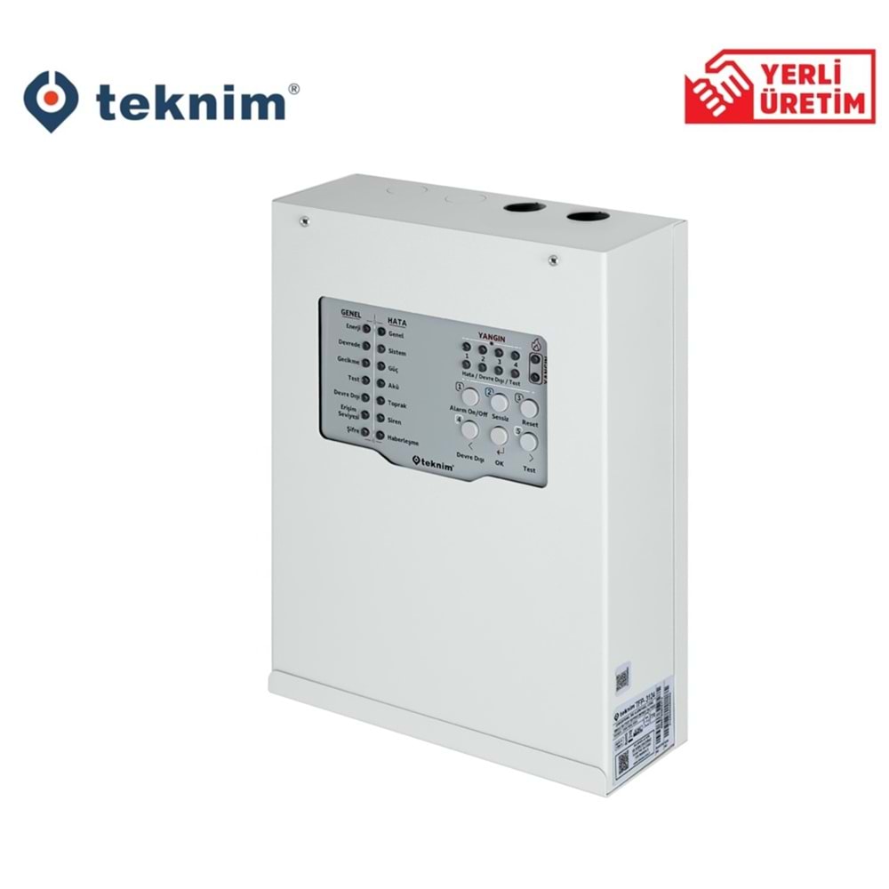 Teknim TFP-3124 4 Bölgeli Konvansiyonel Yangın Alarm Paneli Tek Akü İle Çalışır (Akü Hariç)