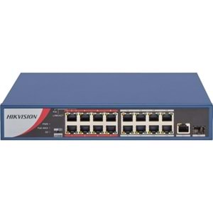 Hikvision DS-3E0318P-E/M 16 Port 10/100 + 1 Port Gigabit Uplink+1 SFP 135W POE Metal Kasa 300M Switch