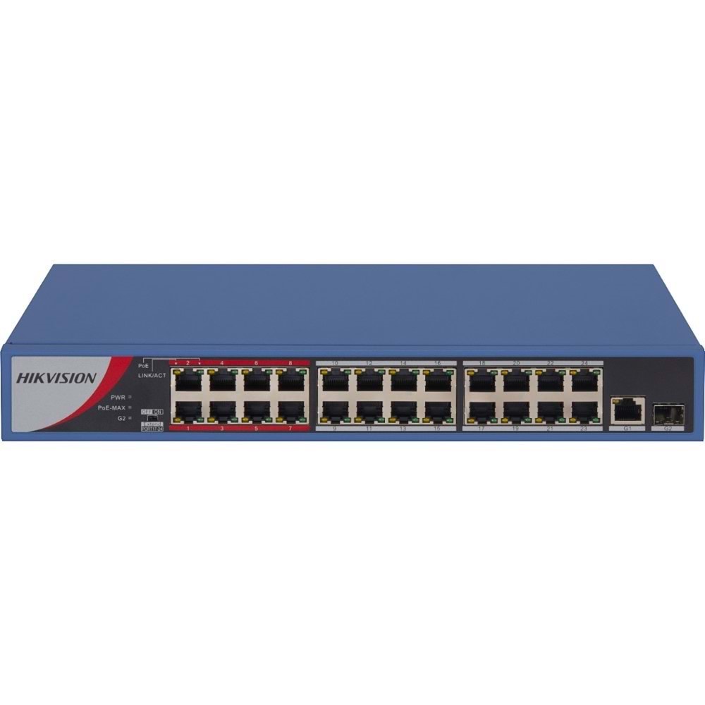 Hikvision DS-3E0326P-E/M(B) 24 Port PoE Switch 10/100 + 1 Port Gigabit Uplink+1 SFP 250W POE Metal Kasa Switch