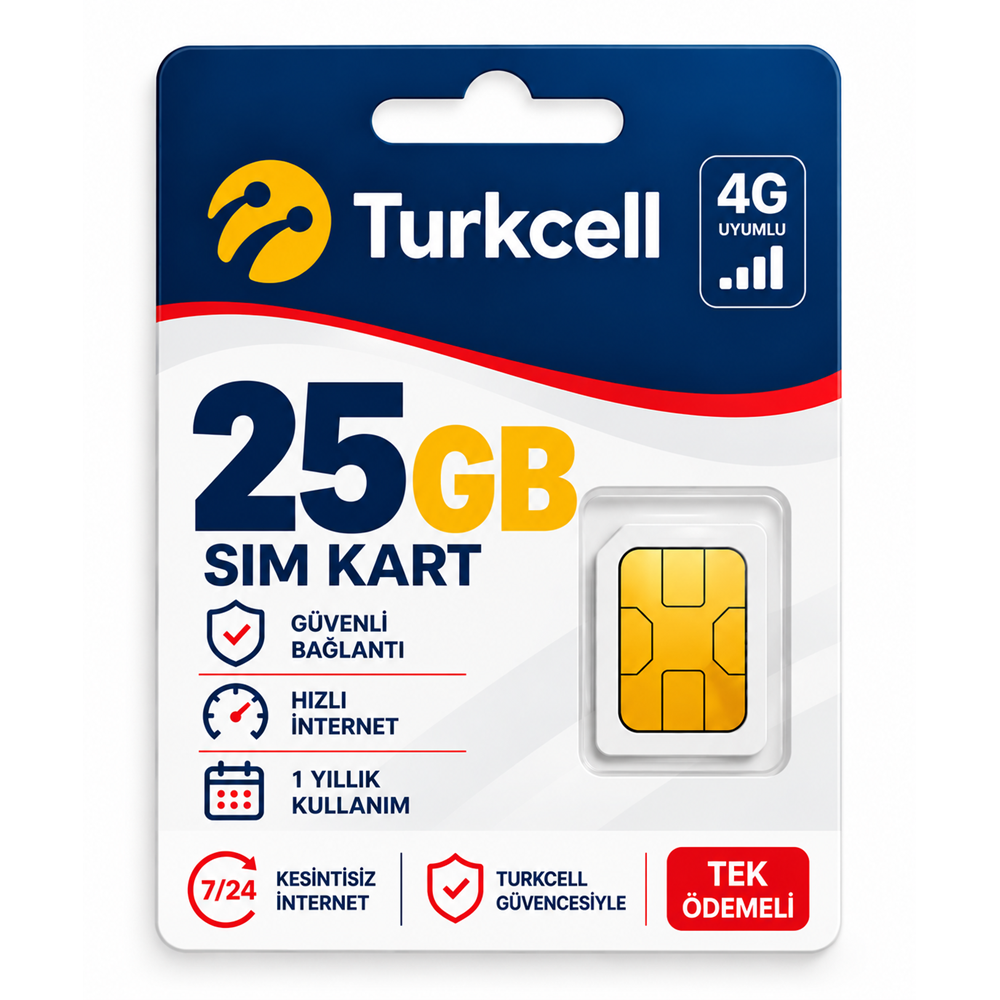 Turkcell 25 GB 12 Aylık Data Hat (Solar Kamera-Araç Kamerası)
