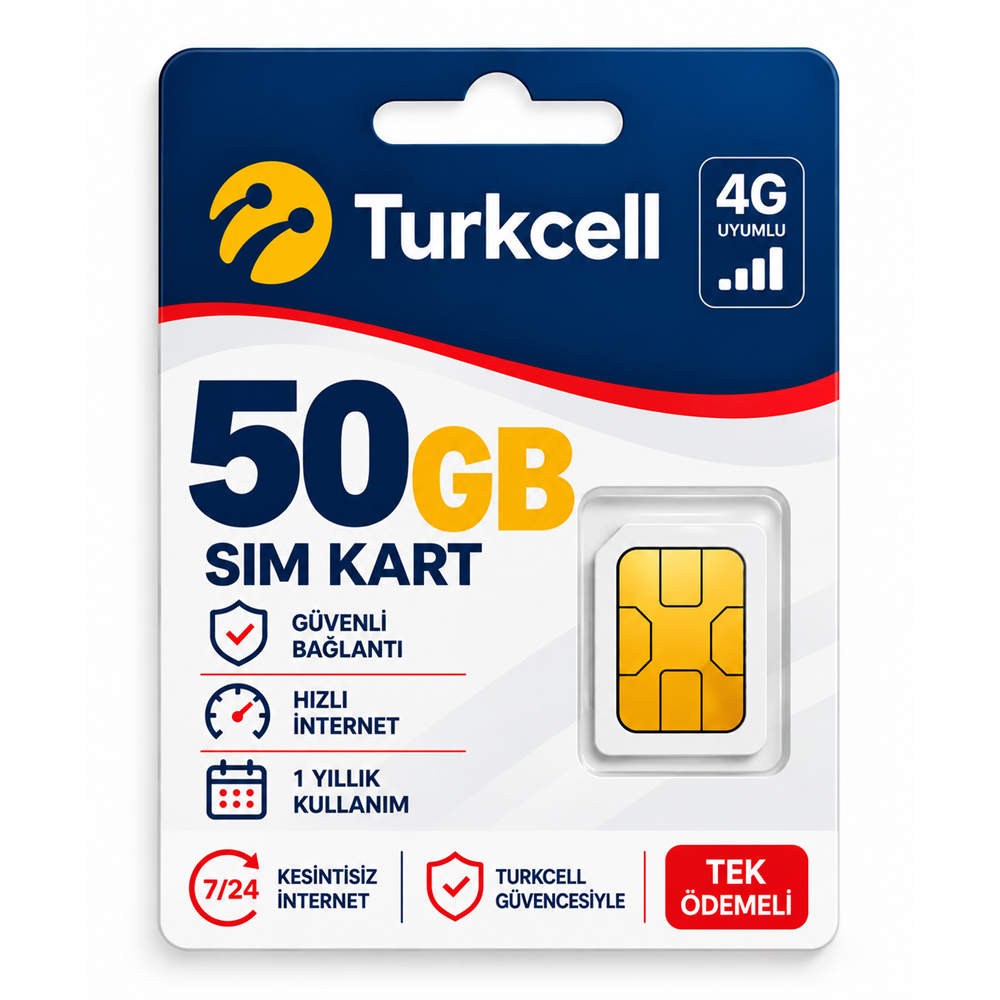 Turkcell 50 GB 12 Aylık Data Hat (Solar Kamera-Araç Kamerası)