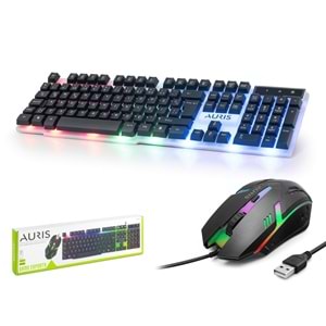 AURIS KGC10 KABLOLU OYUNCU KLAVYE MOUSE SET LED Q SİYAH