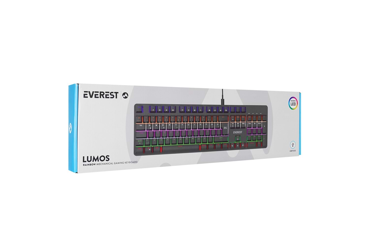 Everest KB-MK1 Lumos Siyah USB Rainbow Aydınlatmalı Blue Switch Full Anti-Ghosting Mekanik Gaming Oyuncu Klavye