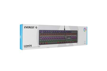 Everest KB-MK1 Lumos Siyah USB Rainbow Aydınlatmalı Blue Switch Full Anti-Ghosting Mekanik Gaming Oyuncu Klavye