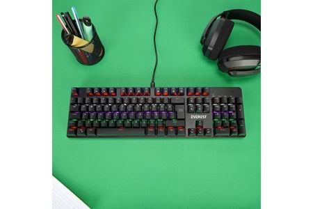 Everest KB-MK1 Lumos Siyah USB Rainbow Aydınlatmalı Blue Switch Full Anti-Ghosting Mekanik Gaming Oyuncu Klavye