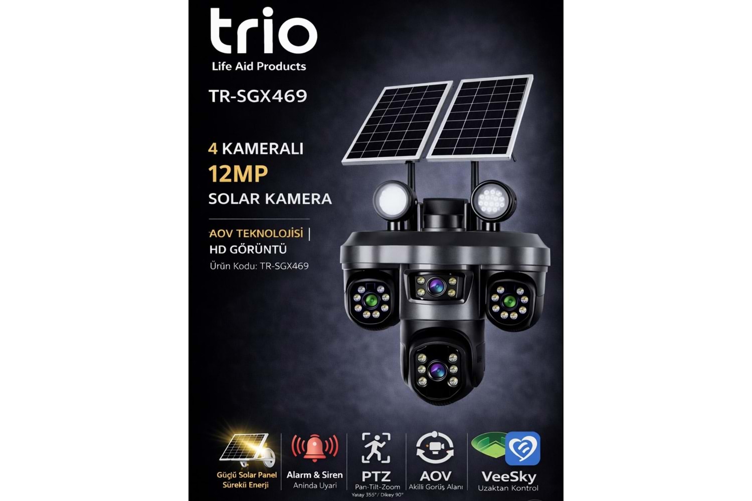 TRIO TR-SGX469 4 LENS 12mp AOV 4G-LTE PTZ 5V 2A SOLAR KAMERA TA23