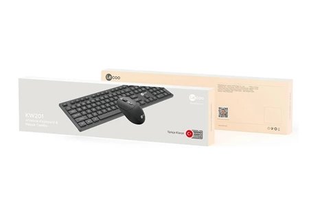Lecoo KW201 Kablosuz Türkçe Q Klavye & Mouse Set Siyah